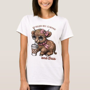 Fuelled by Coffee Highland Cow T-Shirt