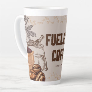 Fuelled by Coffee Latte Mug – Funny Tall Cup Gift