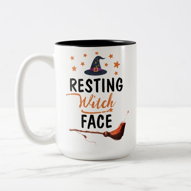 Fuelled by Coffee & Spells | Witchy Fall  Two-Tone Coffee Mug (Left)