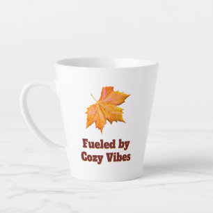 Fuelled by Cosy Vibes Fall Coffee Quote Latte Mug