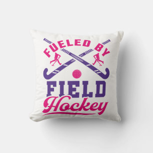 Fuelled by Field Hockey Cute Player Team Cushion