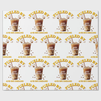 Fuelled By Iced Coffee And Big Dreams Retro Cafe Wrapping Paper
