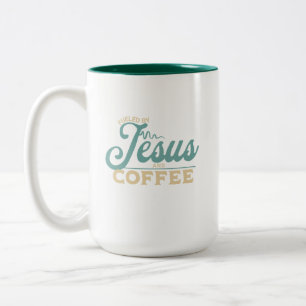 Fuelled by Jesus and Coffee Christian Design Two-Tone Coffee Mug
