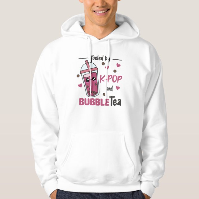 Fuelled By K-Pop And Bubble Tea Kawaii Boba Tea Hoodie (Front)