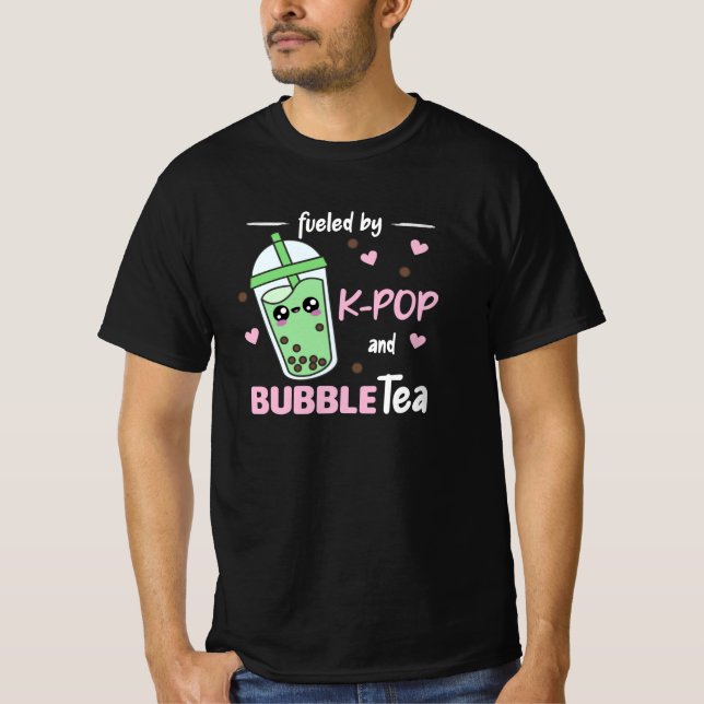 Fuelled By K-Pop And Bubble Tea Kawaii Boba Tea T-Shirt (Front)