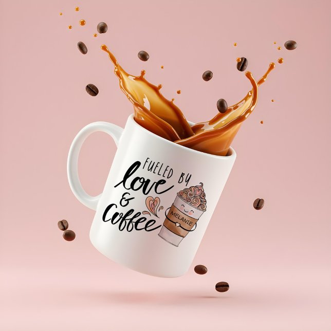 Fuelled By Love & Coffee Cute Funny Coffee Latte Coffee Mug (Fueled By Love & Coffee Cute Funny Coffee Latte Coffee Mug)
