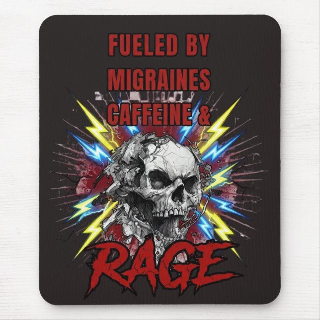 Fuelled by Migraines Pure Liquid Rage Skull Mouse Pad (Front)