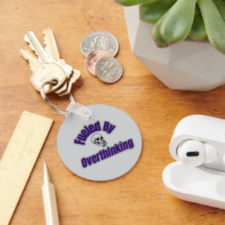 Fuelled By Overthinking – Skull Sticker Key Ring