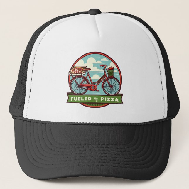 Fuelled By Pizza Bike Trucker Hat (Front)