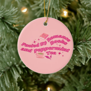 Fuelled By Romance Books & Peppermint Tea Ceramic Tree Decoration