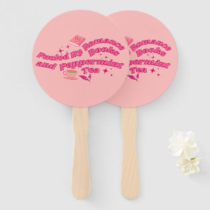 Fuelled By Romance Books & Peppermint Tea  Hand Fan