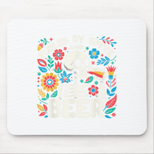 Fuelled By Spite And Beer Halloween Skeleton Flora Mouse Pad