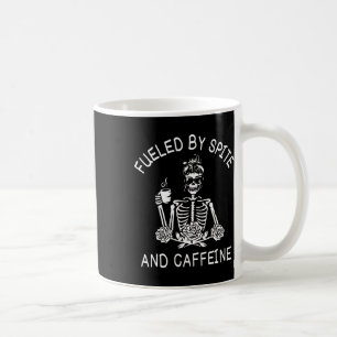Fuelled By Spite And Caffeine Floral Halloween Ske Coffee Mug