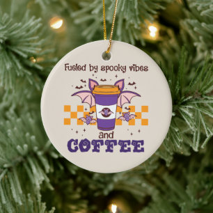 Fuelled By Spooky Vibes and Coffee – Halloween Bat Ceramic Tree Decoration