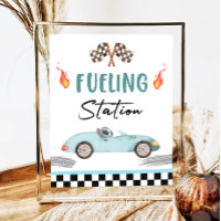 Fuelling Station Blue Race Car Two Fast Birthday 