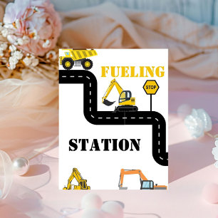 Fuelling Station Construction Dump Truck Party Pedestal Sign