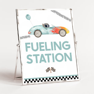 Fuelling Station Race Car Birthday Party Sign