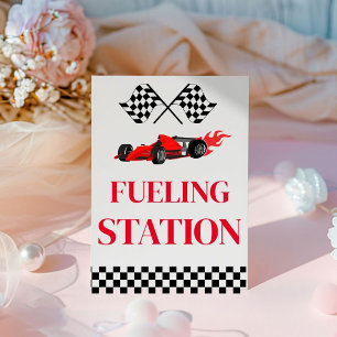 Fuelling Station Race Car Birthday party Sign