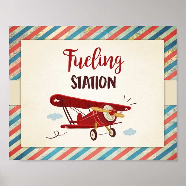 Fuelling station Sign Aeroplane Drinks fuel Table (Front)