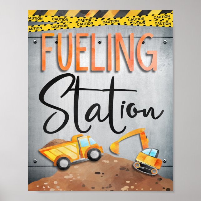 Fuelling Station Sign | Construction Party Decor (Front)