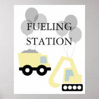 Fuelling Station Truck Construction Birthday Sign