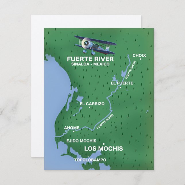 Fuerte River Sinaloa, Mexico travel map (Front/Back)