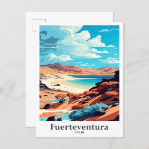 Fuerteventura Spain Vintage Travel Illustration Postcard