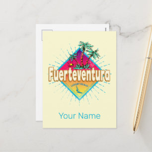 Fuerteventura Surfer Canary Islands Vintage Holiday Postcard