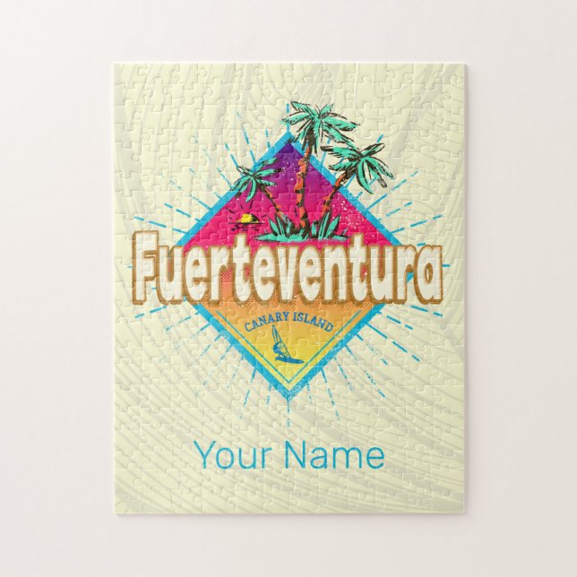 Fuerteventura Surfer Canary Islands Vintage Jigsaw Puzzle (Vertical)