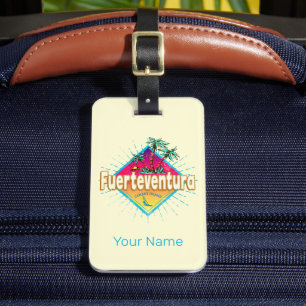 Fuerteventura Surfer Canary Islands Vintage Luggage Tag