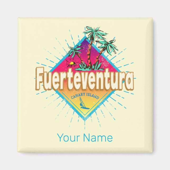 Fuerteventura Surfer Canary Islands Vintage Magnet (Front)