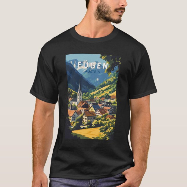 Fugen Austria Illustration Travel Art Vintage T-Shirt (Front)