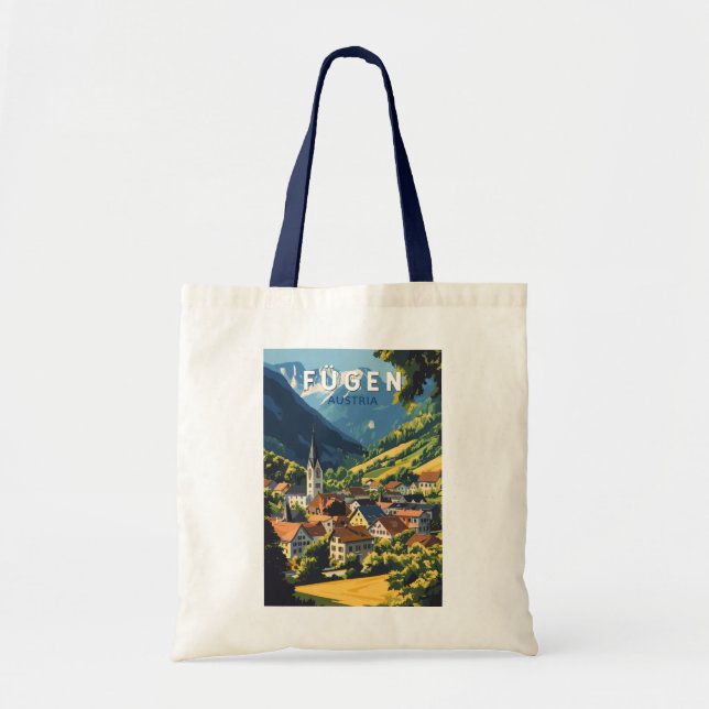 Fugen Austria Illustration Travel Art Vintage Tote Bag (Front)