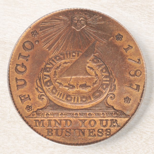 Fugio Cent Mind Your Business Copper Penny Coaster (Front)