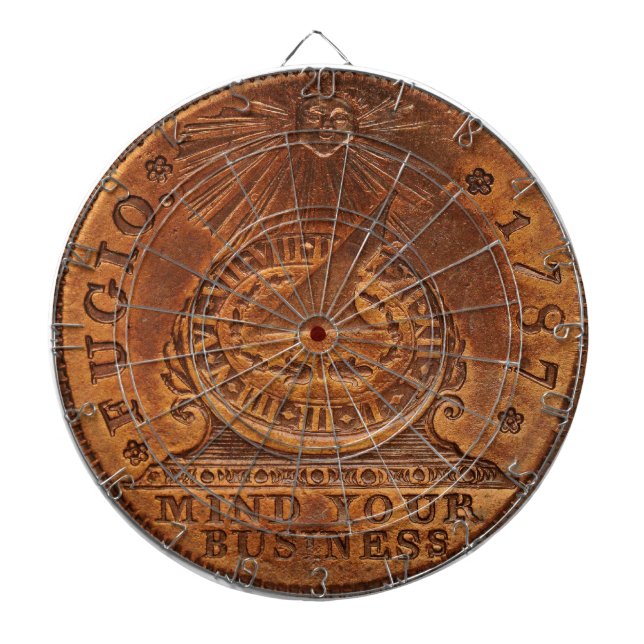 Fugio Cent Mind Your Business Copper Penny Dartboard (Front)