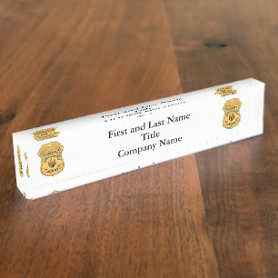 FUGITIVE RECOVERY AGENT BADGE DESK NAME PLATE
