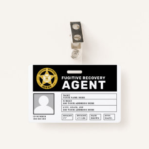 FUGITIVE RECOVERY AGENT BADGE ID BADGE