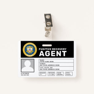 FUGITIVE RECOVERY AGENT BADGE  ID BADGE
