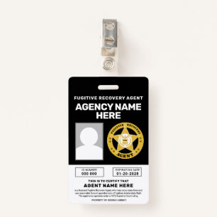 FUGITIVE RECOVERY AGENT BADGE ID BADGE