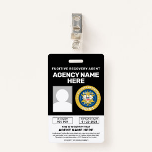 FUGITIVE RECOVERY AGENT BADGE  ID BADGE