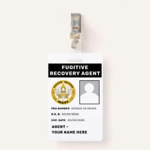 FUGITIVE RECOVERY AGENT Badge ID Badge