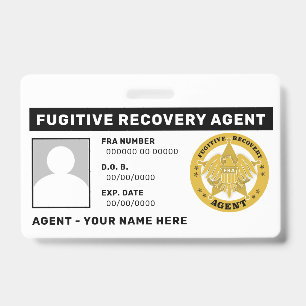 FUGITIVE RECOVERY AGENT Lanyard Badge ID Badge