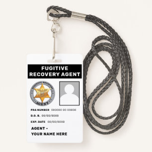 FUGITIVE RECOVERY AGENT Lanyard Badge ID Badge