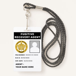 FUGITIVE RECOVERY AGENT Lanyard Badge ID Badge