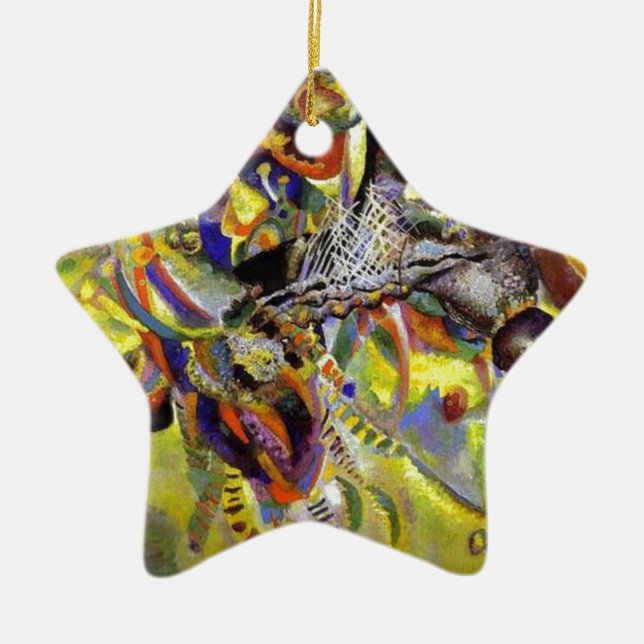 Fugue Abstract Painting by Kandinsky Ceramic Tree Decoration (Front)