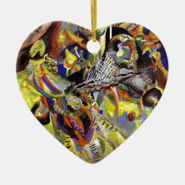 Fugue Abstract Painting by Kandinsky Ceramic Tree Decoration (Front)
