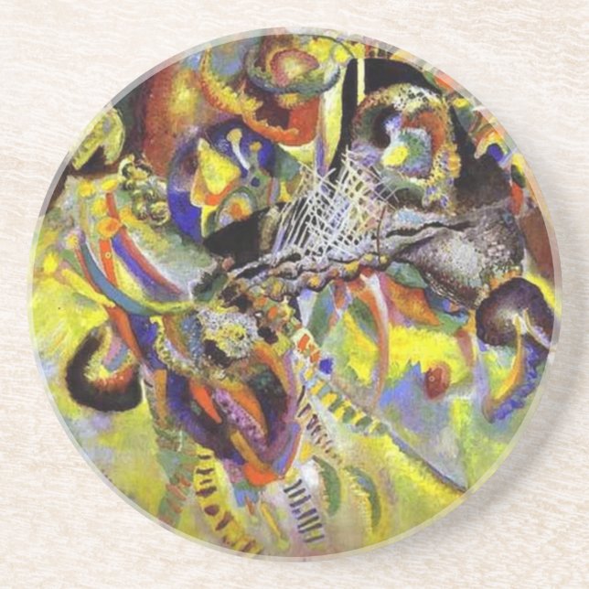 Fugue Abstract Painting by Kandinsky Coaster (Front)