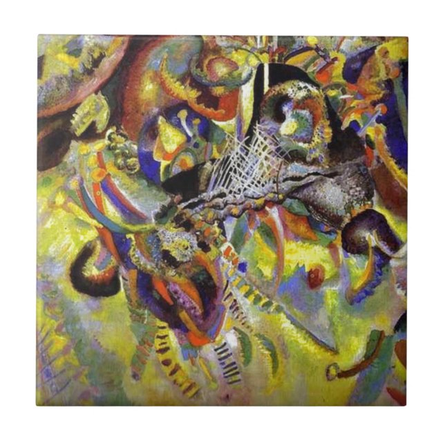 Fugue Abstract Painting by Kandinsky Tile (Front)