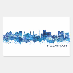 Fujairah UAE Skyline Blue Rectangular Sticker