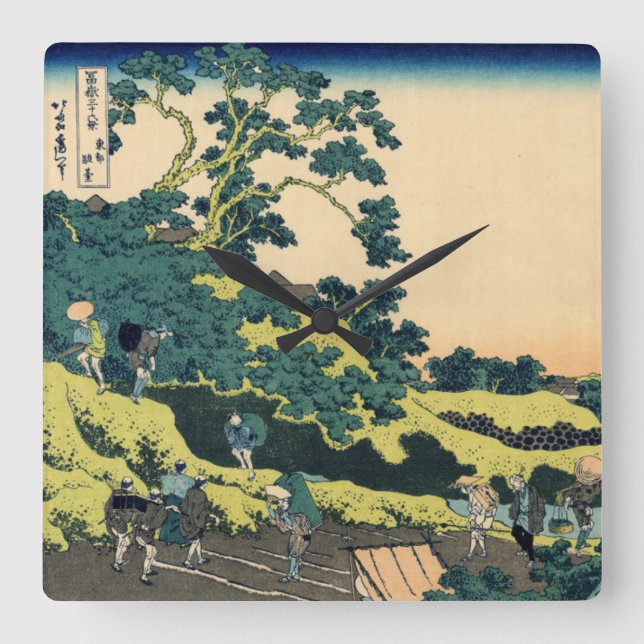 Fuji from Mishima Pass Square Wall Clock (Front)